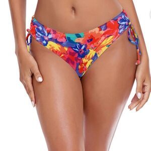 Ocean Blues Floral Side Ruched Bikini Bottoms, Size XL, NWT